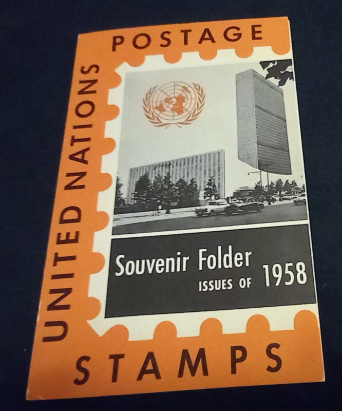 UNITED NATIONS NEW YORK 1958 TO 1964 SOUVENIR FOLDERS WITH STAMPS $72.00