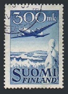 Finland C3,used.Michel 384. Air Post 1950.Douglas DX-6 over winter landscape.