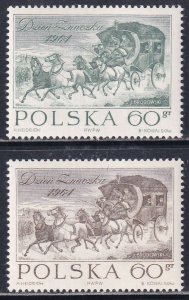 Poland 1964 Sc 1270-1 Stamp Day Stagecoach by Jozef Brodowski Stamp MNH