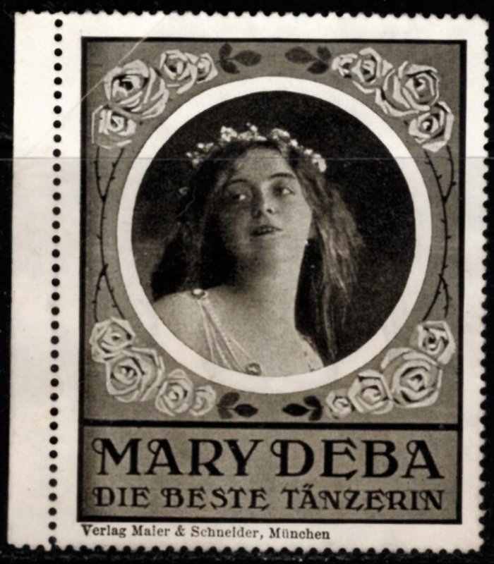 Scarce Early Vintage German (or France?) Poster Stamp Mary Deba The Best Dancer