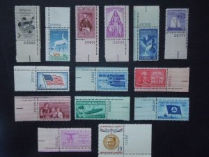 1957 US Commemorative Plate # Singles Year Set  #1086-1099  MNH OG VF