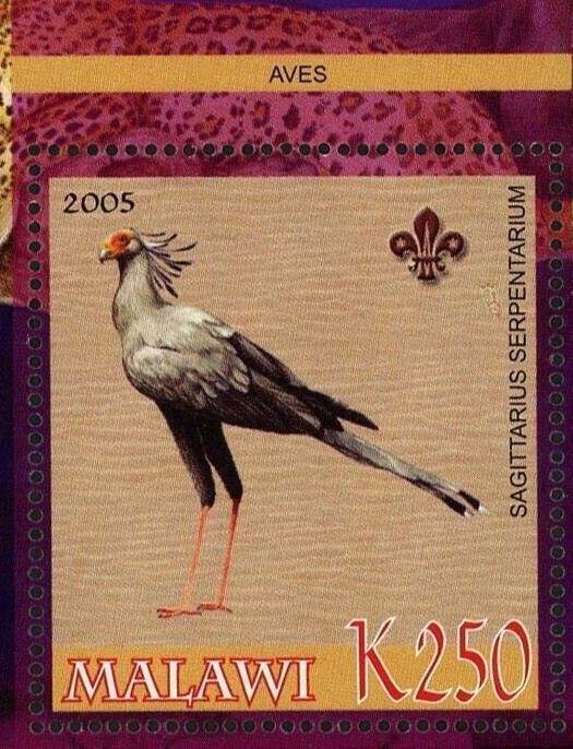 Malawi Birds of Africa Sagittarius Serpentarium Souvenir Sheet Mint NH