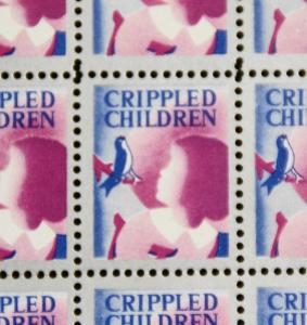 1946 Easter Seals Crippled Children Label, Cinderella Stamp Full Sheet of 100