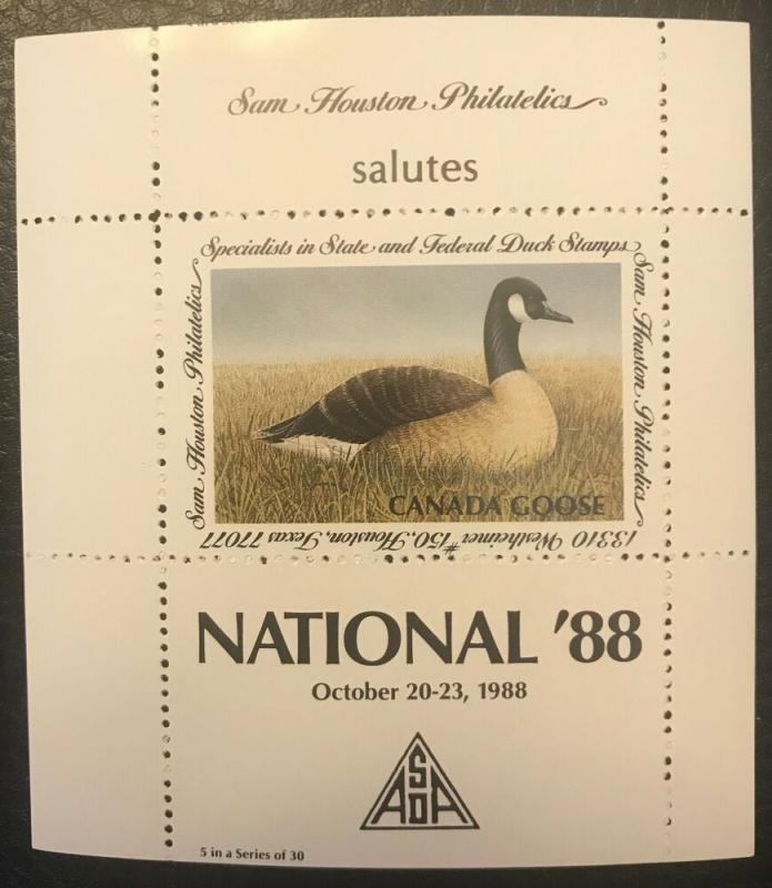 Sam Houston Philatelics salutes National '88 October 20-23, 1988 MNH