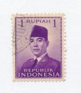 Indonesia 1951  Scott 387 used - 1r, Pres. Sukarmo