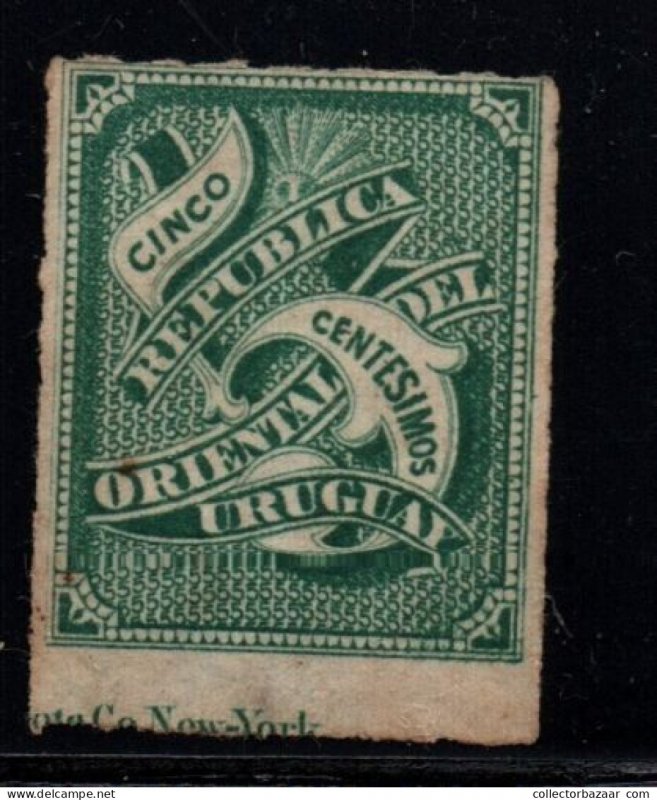 1877 Uruguay American Bank Note block letters border sheet inscription no gum
