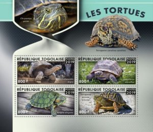 Togo - 2019 Turtles on Stamps - 4 Stamp Sheet - TG190127a