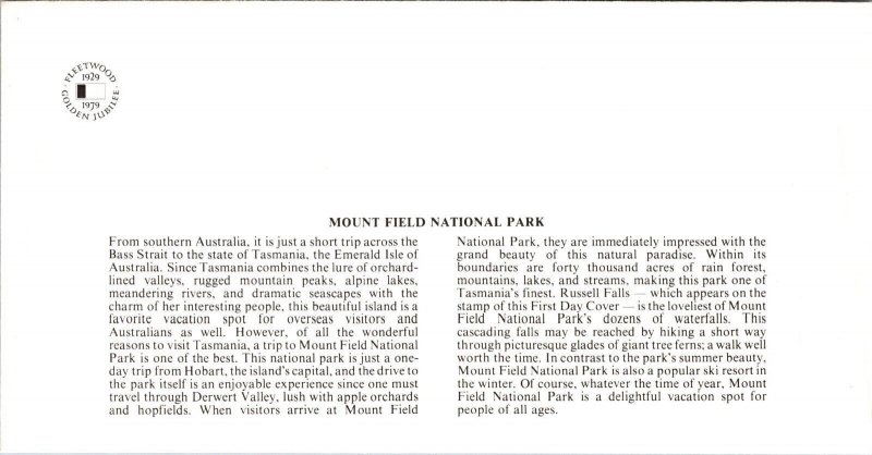 Australia 1979 FDC - Mt Field Nat'l Park - Melbourne - J8756