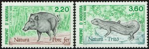 Andorra French #376-377  MNH - Wildlife Boar Newt (1989)