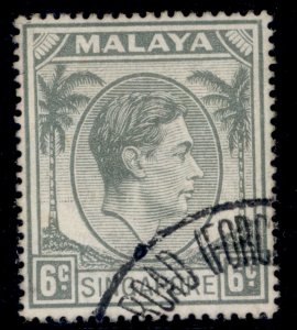 SINGAPORE GVI SG21, 6c grey, FINE USED.