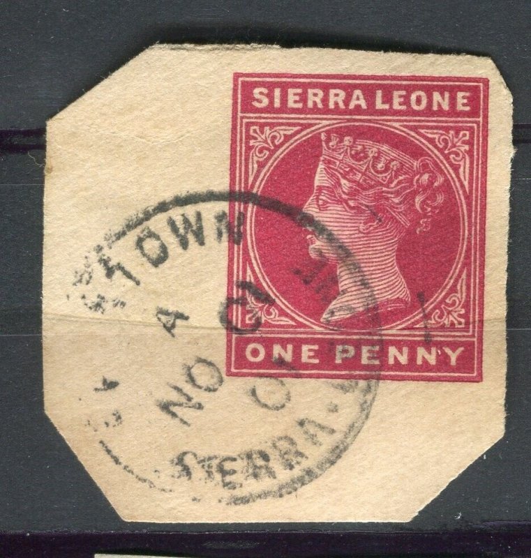 SIERRA LEONE; 1890s-00s classic QV issue used STATIONARY Postmark PIECE