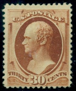 US #217, 30¢ orange brown, og, LH, VF, Scott $300.00