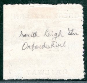 GB Oxon GWR RAILWAY Letter Stamp *SOUTH LEIGH* STATION Used {samwells}LIME43