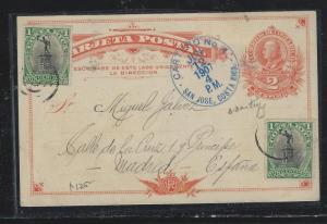 COSTA RICA (P2309B) 1907 2C PSC UPRATED 1C X2  TO MADRID SPAIN