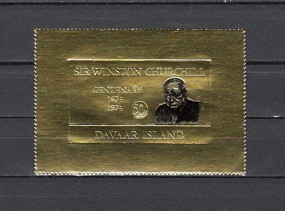 Davaar Is. 1974 Local issue. Sir Winston Churchill on Gold Foil issue.