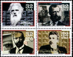 1996 32c Pioneers of Communication, Block of 4 Scott 3061-64 Mint F/VF NH