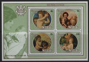 Niue 1982 MNH Sc 363a Paintings of Infants Christmas Souvenir sheet of 4