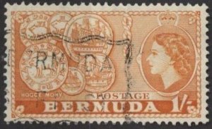 Bermuda 155 (used) 1sh hog coins, org (1953)