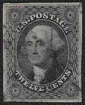 U.S. #17 Used VLH 12c Washington Imperf (1851) - PF Certificate