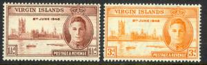 BRITISH VIRGIN ISLANDS 1946 KGVI WW2 PEACE & VICTORY  Set Sc 88-89 MH