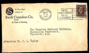 Canada-covers #12452-2c KGV medallion-Vancouver, British Columbia- Jun 22 1934 -