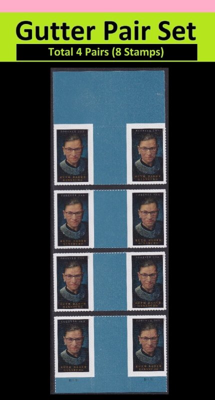 US 5821 Ruth Bader Ginsburg F vert gutter pair set 4x2 MNH 2023