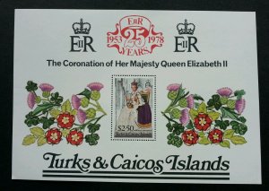 Turks & Caicos 25th Anni Coronation 1978 Queen Royal Flower (ms MNH
