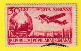 ROMANIA SCOTT#C32 1948 30L AIRPLANE & FACTORY - USED