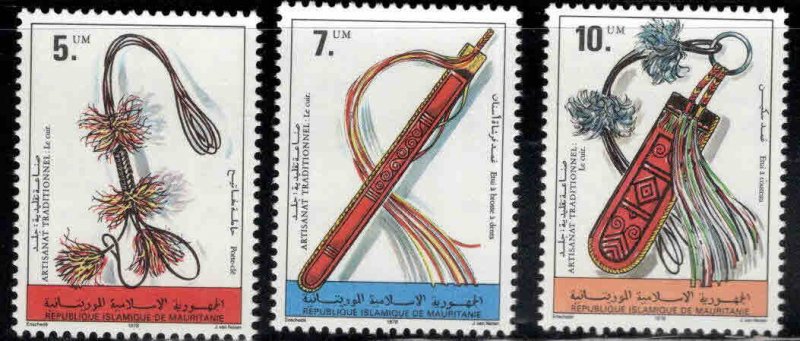 Mauritania Scott 404-406 MNH** Leather Craft stamp