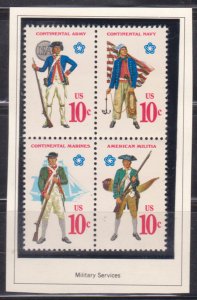 UNITED STATES USA - 1975 BICENTENNIAL MILITARY SERVICES SE-TENANT BLK-4 MNH