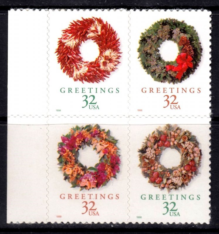 United States 1998 Christmas Greeting Mint MNH Block SC 3248a