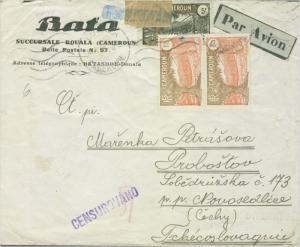 1938 Douala Cameroun cover to Czechoslovakia