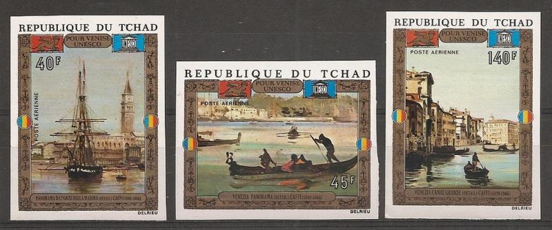 Chad C127-9 1972 Save Venice IMPERF set MNH