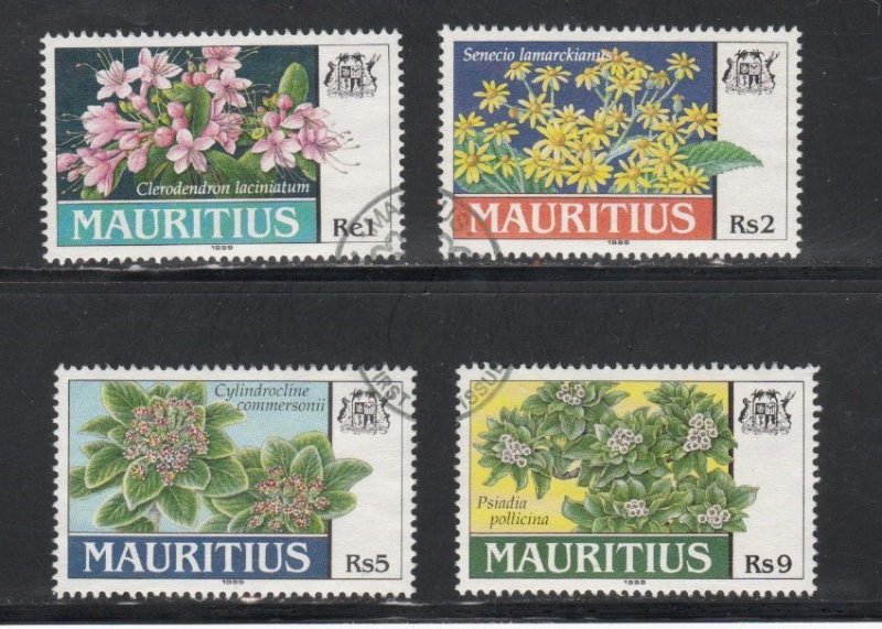 Mauritius # 878-881, Native Flowers, Used, 1/2 Cat.