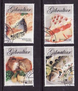 Gibraltar-Sc#1010-13-used set-Europa-Foods-2005-small hinge remnant on backs-