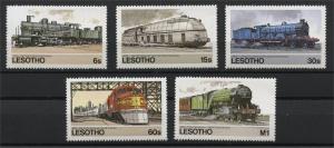 LESOTHO, LOCOMOTIVES / TRAINS 1984, MNH SET	