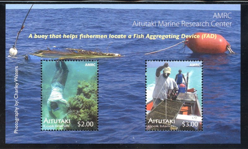 Aitutaki 578 MNH Marine Research Souvenir Sheet from 2011