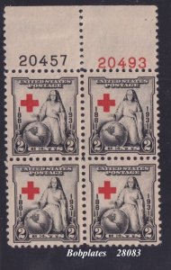 BOBPLATES US #702 Red Cross Top Left Plate Block 20457 20493 HR