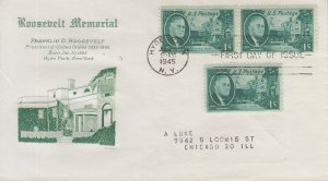 1945 Roosevelt Memorial (4)   (Scott 930-33) Grimslnd TA FDC