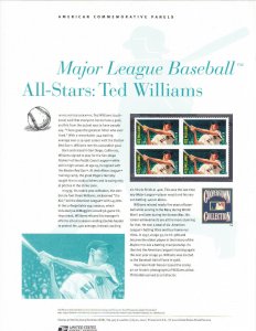 USPS Commemorative Panel 903 #4694 ML Baseball All-Stars Ted Williams Mint 2012