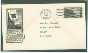 US 746 1934 7 Acadia single on an addressed FDC with an Anderson cachet.
