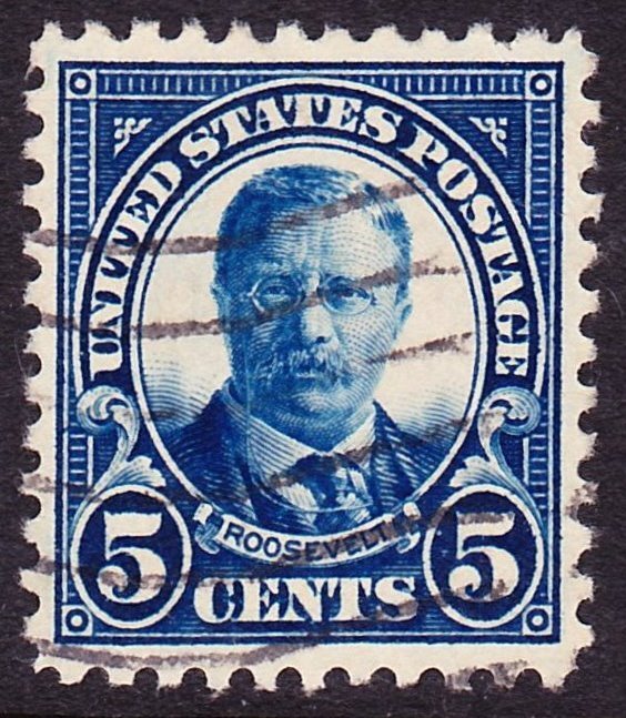 Scott 557, VF-XF Used, 5c Roosevelt P.11