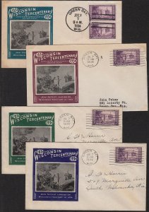 1934 Wisconsin Tercentenary Sc 739-5, 739-5a Ioor set with informative brochure