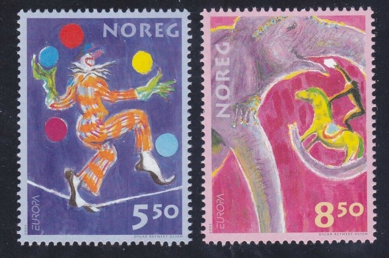 Norway 1338-39 MNH OG 2002 Clown Jugging Balls Circus EUROPA Set