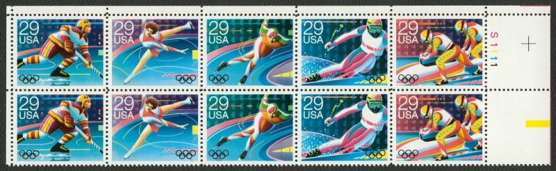 #2615a 29c 1992 Winter Olympics, Plate Block [S1111 UR] **ANY 5=FREE SHIPPING**