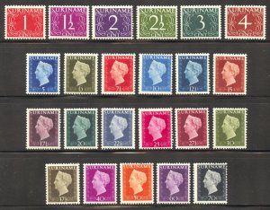 Surinam Scott 211-33 Unused LH/LHROG - 1948 Numerals/Queen Wilhelmina Set