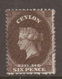 Ceylon Sc 41 used 1863 6p QV perf 13, unwatermarked 2;9