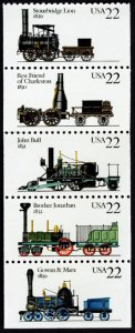 U.S. #2366a 22c MNH Pane of 5 (Locomotives)