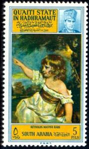 Painting, Reynolds, Master Hare, South Arabia stamp MNH