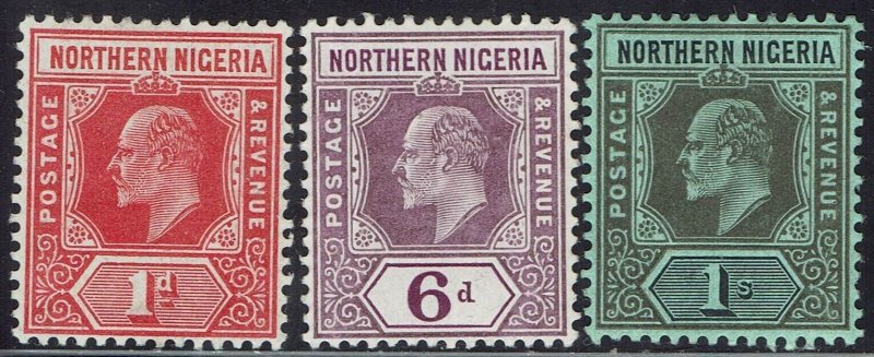 NORTHERN NIGERIA 1910 KEVII 1D 6D AND 1/-